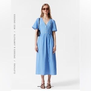 & Other Stories v neck polka dot midi dress